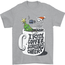 I Run On Coffee and Christmas Cheer Skull Mens T-Shirt Cotton Gildan Sports Grey