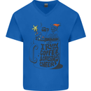 I Run On Coffee and Christmas Cheer Skull Mens V-Neck Cotton T-Shirt Royal Blue