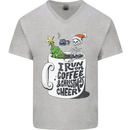 I Run On Coffee and Christmas Cheer Skull Mens V-Neck Cotton T-Shirt Sports Grey