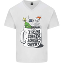 I Run On Coffee and Christmas Cheer Skull Mens V-Neck Cotton T-Shirt White
