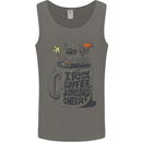 I Run On Coffee and Christmas Cheer Skull Mens Vest Tank Top Charcoal
