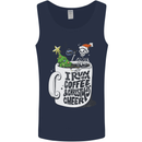 I Run On Coffee and Christmas Cheer Skull Mens Vest Tank Top Navy Blue