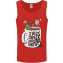 I Run On Coffee and Christmas Cheer Skull Mens Vest Tank Top Red