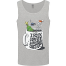 I Run On Coffee and Christmas Cheer Skull Mens Vest Tank Top Sports Grey