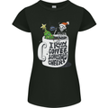 I Run On Coffee and Christmas Cheer Skull Womens Petite Cut T-Shirt Black