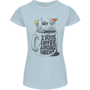 I Run On Coffee and Christmas Cheer Skull Womens Petite Cut T-Shirt Light Blue