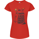 I Run On Coffee and Christmas Cheer Skull Womens Petite Cut T-Shirt Red