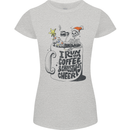 I Run On Coffee and Christmas Cheer Skull Womens Petite Cut T-Shirt Sports Grey