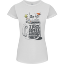I Run On Coffee and Christmas Cheer Skull Womens Petite Cut T-Shirt White