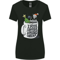 I Run On Coffee and Christmas Cheer Skull Womens Wider Cut T-Shirt Black