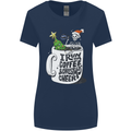 I Run On Coffee and Christmas Cheer Skull Womens Wider Cut T-Shirt Navy Blue
