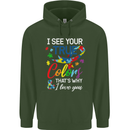 I See Your True Colours Autism Autistic Childrens Kids Hoodie Forest Green