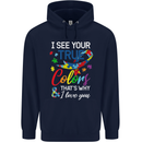 I See Your True Colours Autism Autistic Childrens Kids Hoodie Navy Blue