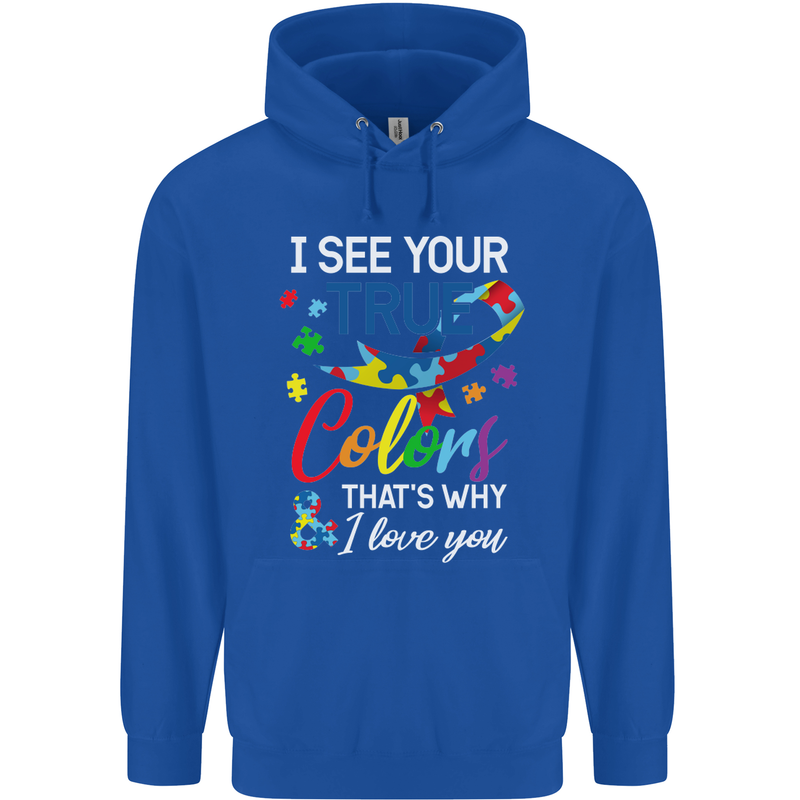 I See Your True Colours Autism Autistic Childrens Kids Hoodie Royal Blue