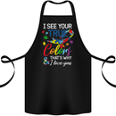 I See Your True Colours Autism Autistic Cotton Apron 100% Organic Black