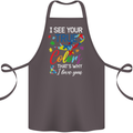 I See Your True Colours Autism Autistic Cotton Apron 100% Organic Dark Grey