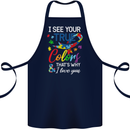 I See Your True Colours Autism Autistic Cotton Apron 100% Organic Navy Blue