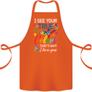 I See Your True Colours Autism Autistic Cotton Apron 100% Organic Orange