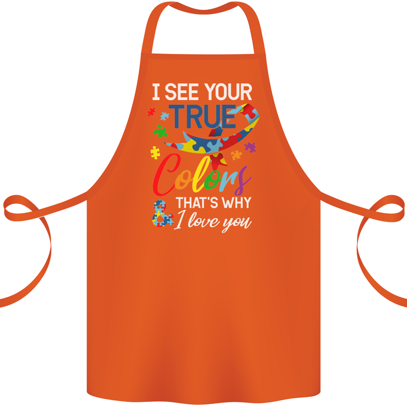 I See Your True Colours Autism Autistic Cotton Apron 100% Organic Orange