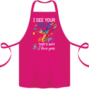 I See Your True Colours Autism Autistic Cotton Apron 100% Organic Pink