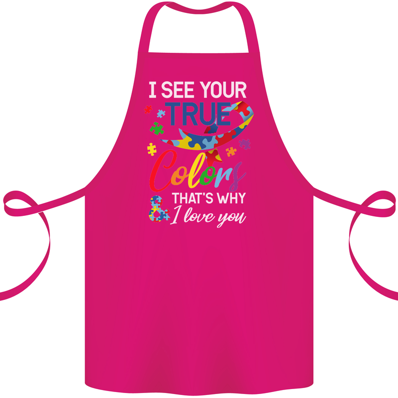 I See Your True Colours Autism Autistic Cotton Apron 100% Organic Pink