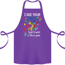 I See Your True Colours Autism Autistic Cotton Apron 100% Organic Purple