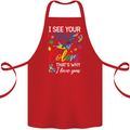 I See Your True Colours Autism Autistic Cotton Apron 100% Organic Red