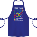 I See Your True Colours Autism Autistic Cotton Apron 100% Organic Royal Blue