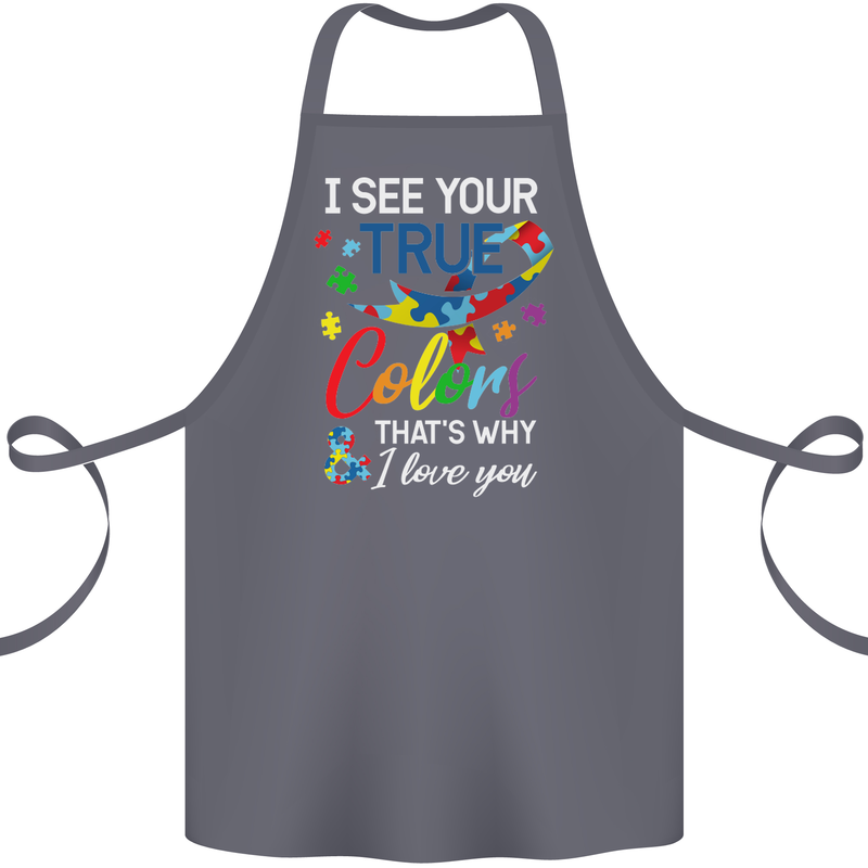 I See Your True Colours Autism Autistic Cotton Apron 100% Organic Steel
