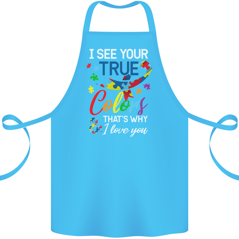 I See Your True Colours Autism Autistic Cotton Apron 100% Organic Turquoise