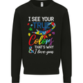 I See Your True Colours Autism Autistic Kids Sweatshirt Jumper Black