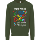 I See Your True Colours Autism Autistic Kids Sweatshirt Jumper Forest Green