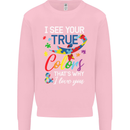I See Your True Colours Autism Autistic Kids Sweatshirt Jumper Light Pink