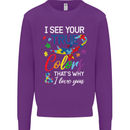 I See Your True Colours Autism Autistic Kids Sweatshirt Jumper Purple