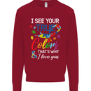 I See Your True Colours Autism Autistic Kids Sweatshirt Jumper Red