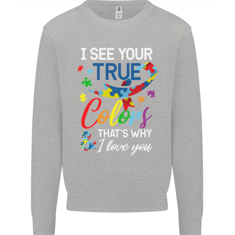 I See Your True Colours Autism Autistic Kids Sweatshirt Jumper Sports Grey