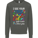 I See Your True Colours Autism Autistic Kids Sweatshirt Jumper Storm Grey