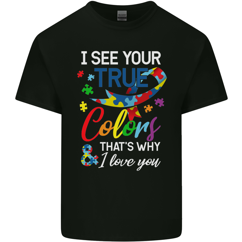 I See Your True Colours Autism Autistic Kids T-Shirt Childrens Black