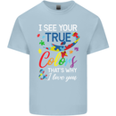 I See Your True Colours Autism Autistic Kids T-Shirt Childrens Light Blue