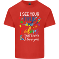 I See Your True Colours Autism Autistic Kids T-Shirt Childrens Red