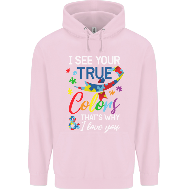 I See Your True Colours Autism Autistic Mens 80% Cotton Hoodie Light Pink