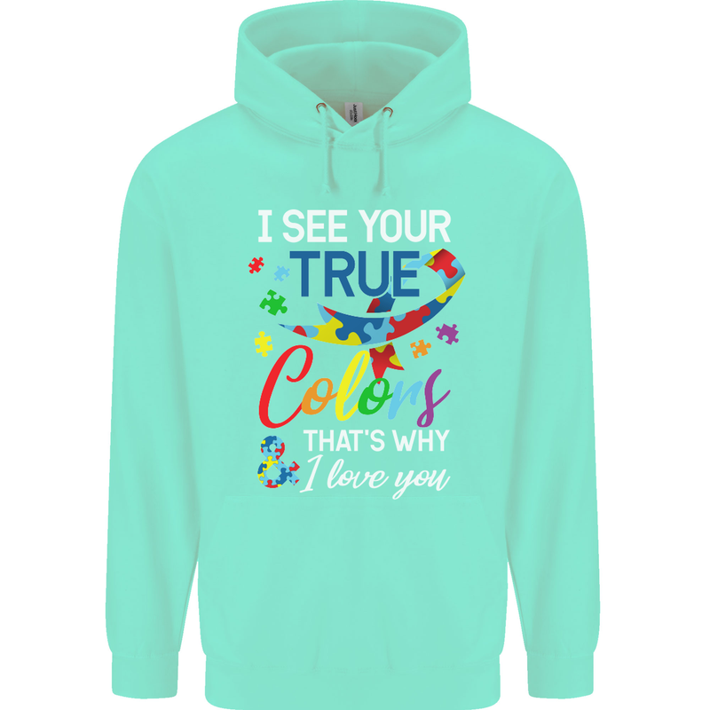 I See Your True Colours Autism Autistic Mens 80% Cotton Hoodie Peppermint