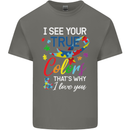 I See Your True Colours Autism Autistic Mens Cotton T-Shirt Tee Top Charcoal