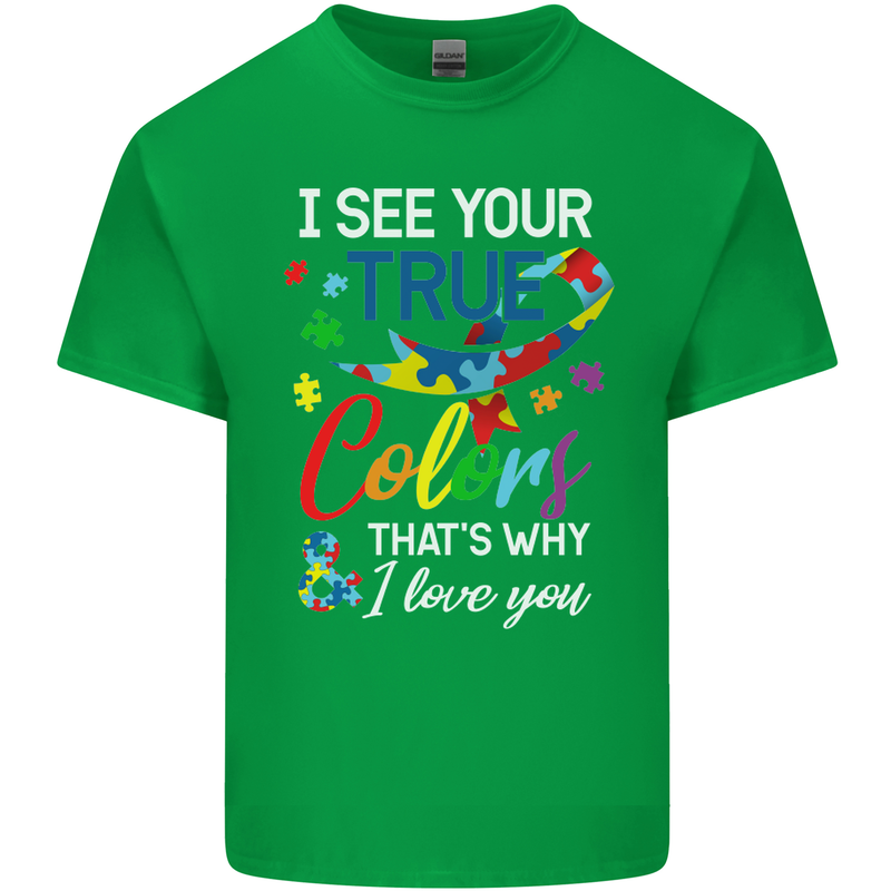 I See Your True Colours Autism Autistic Mens Cotton T-Shirt Tee Top Irish Green