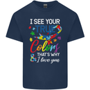 I See Your True Colours Autism Autistic Mens Cotton T-Shirt Tee Top Navy Blue