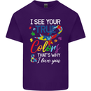 I See Your True Colours Autism Autistic Mens Cotton T-Shirt Tee Top Purple