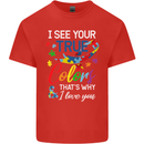 I See Your True Colours Autism Autistic Mens Cotton T-Shirt Tee Top Red