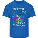 I See Your True Colours Autism Autistic Mens Cotton T-Shirt Tee Top Royal Blue