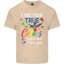 I See Your True Colours Autism Autistic Mens Cotton T-Shirt Tee Top Sand