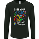 I See Your True Colours Autism Autistic Mens Long Sleeve T-Shirt Black